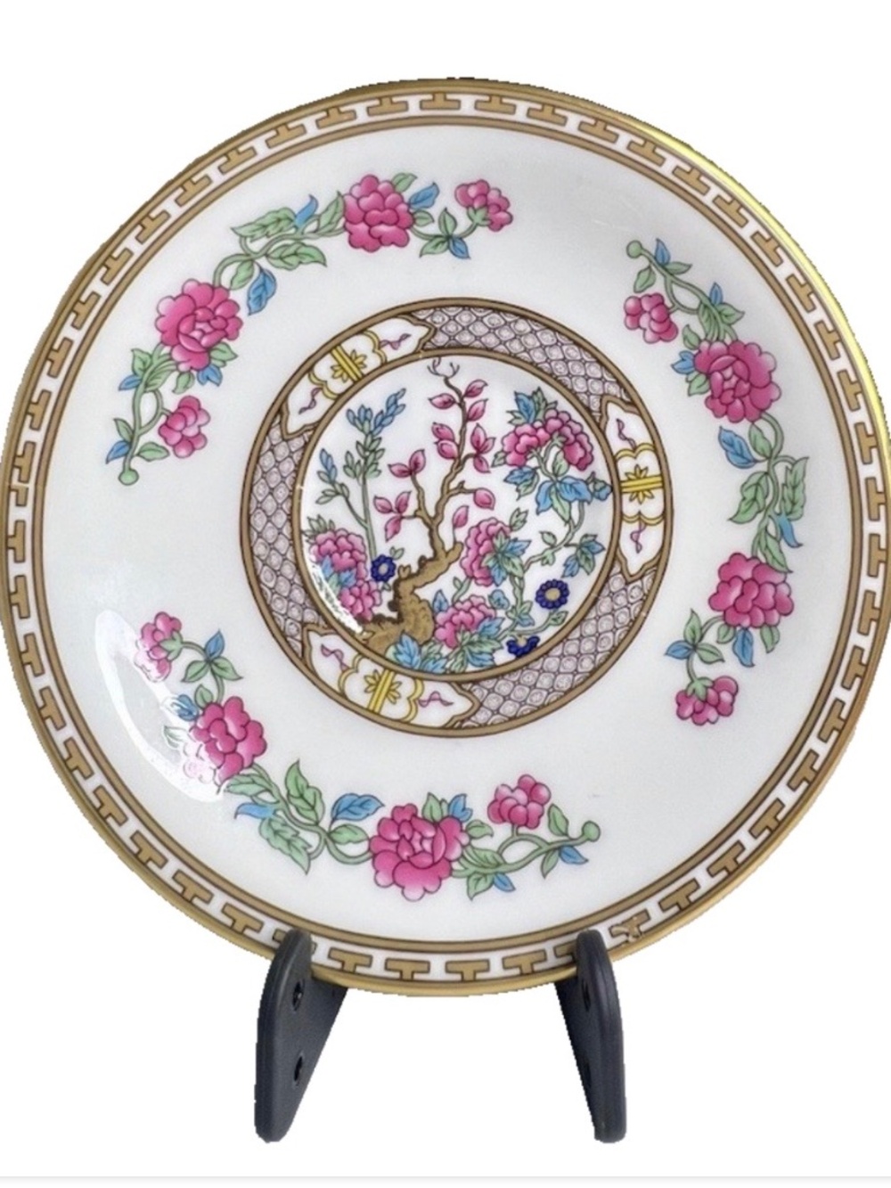Vintage Ansley Indian Tree 5 1/2” Plate Fine Bone China Smooth Edge Gold Rim